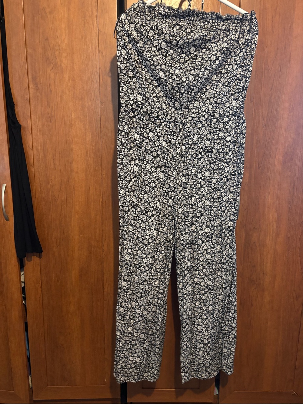 American Eagle Outfitters Black & White Floral Strapless Jumpsuit Romper